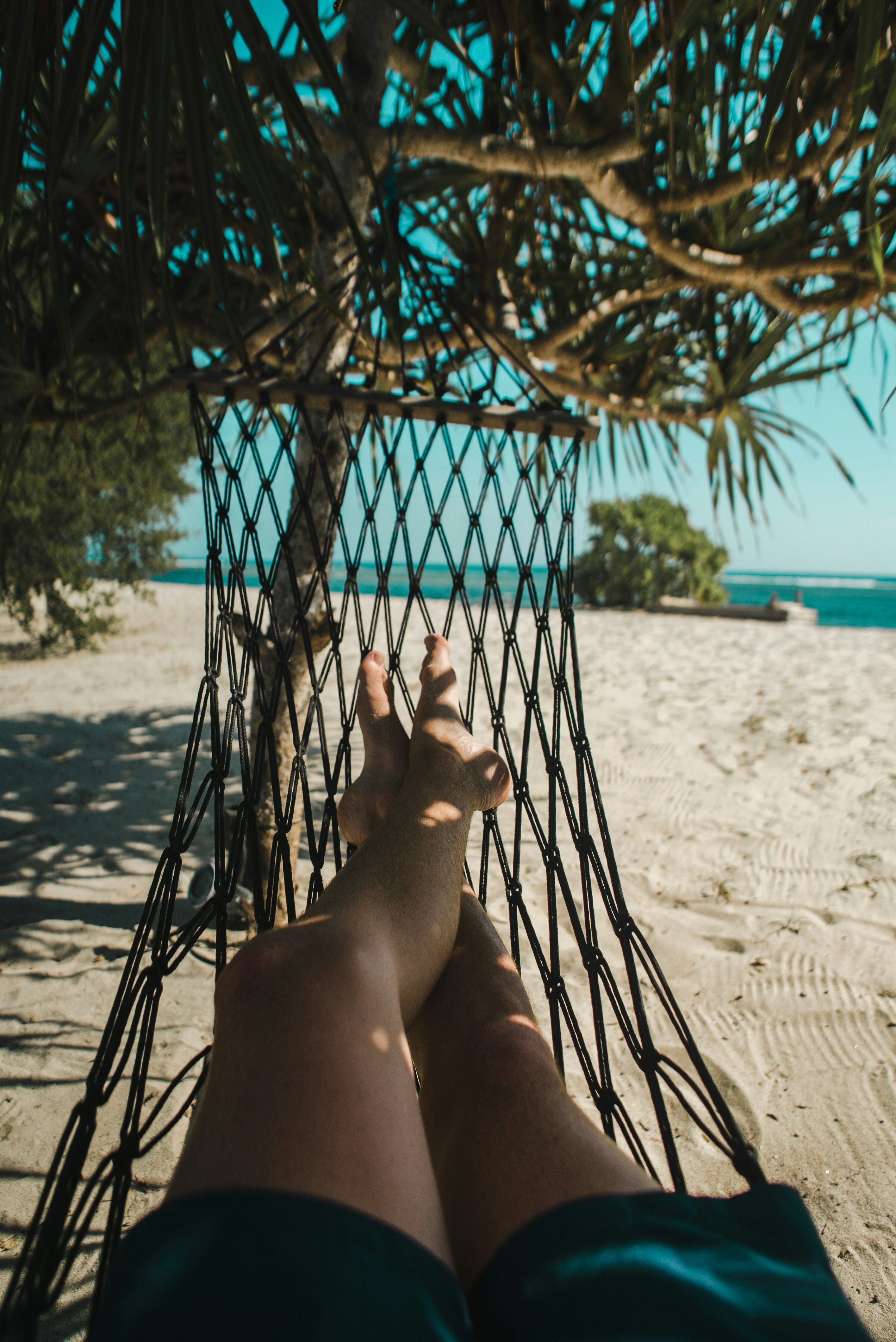 woman lying on the hammock